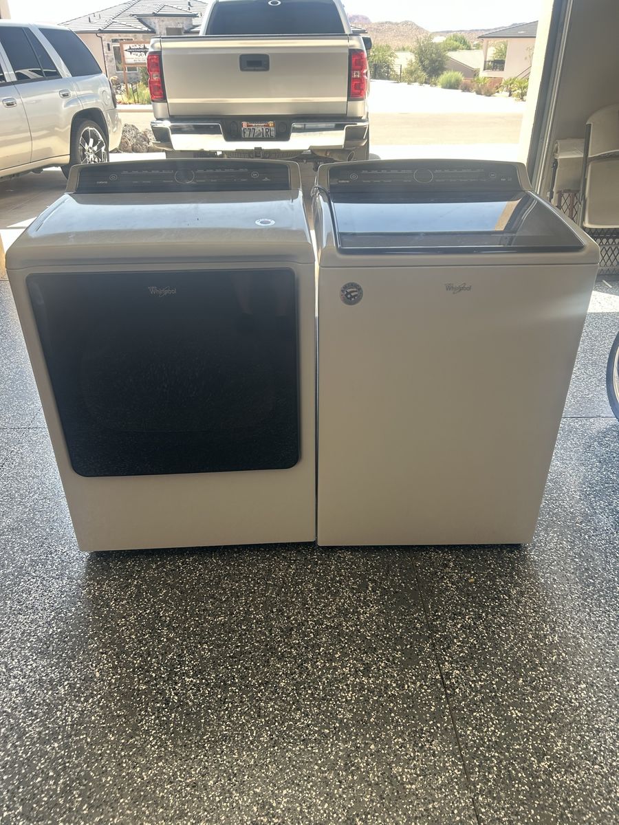 Whirlpool White Washer and Electric Dryer Set - Top Load Washer, Front Load Dryer