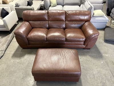 Genuine Leather Sofa & Ottoman (Free Delivery )