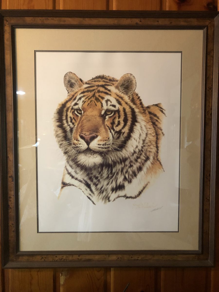 Siberian Hunter Lithograph Framed & Signed