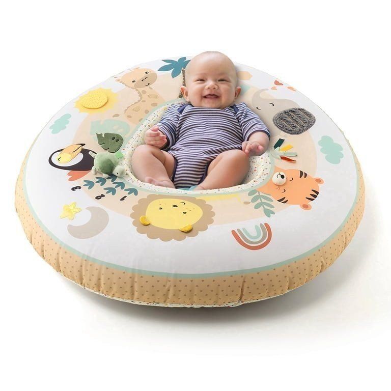New 2-in-1 Inflatable Baby Sit-Up Floor Seat Cushion with Tactile Activity Cover