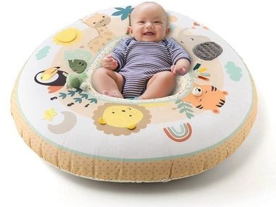 New 2-in-1 Inflatable Baby Sit-Up Floor Seat Cushion with Tactile Activity Cover