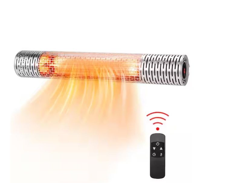 1500-Watt Silver Wall-Mounted Electric Infrared Space Heater Indoor and Outdoor W/ Remote