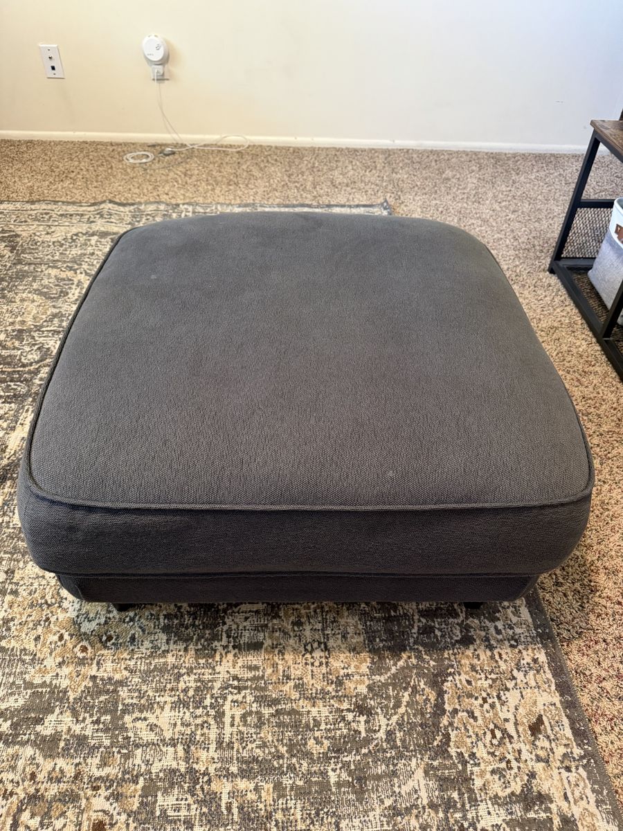 Upholstered Square Ottoman Footrest - Dark Gray Fabric