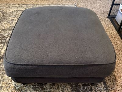 Upholstered Square Ottoman Footrest - Dark Gray Fabric