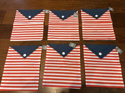 6 New Red White & Blue Fabric Pouch Bags
