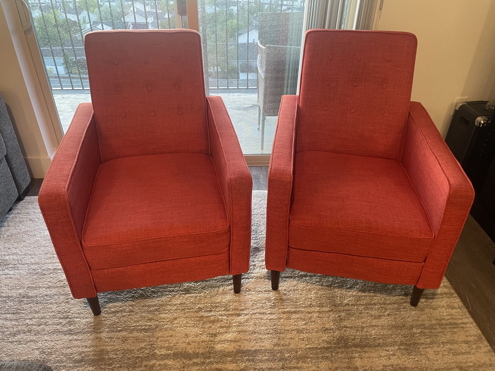 Modern Orange Accent Recliner Chairs (Set of 2)