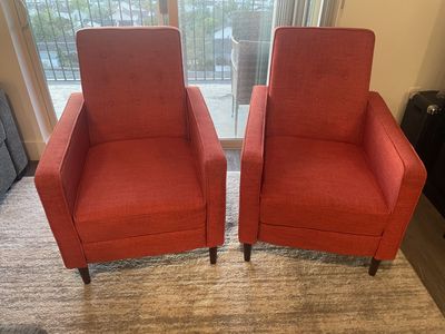 Modern Orange Accent Recliner Chairs (Set of 2)