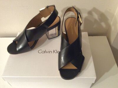 Calvin Klein Women's Clear Block Heel Sandal (Size 5.5)