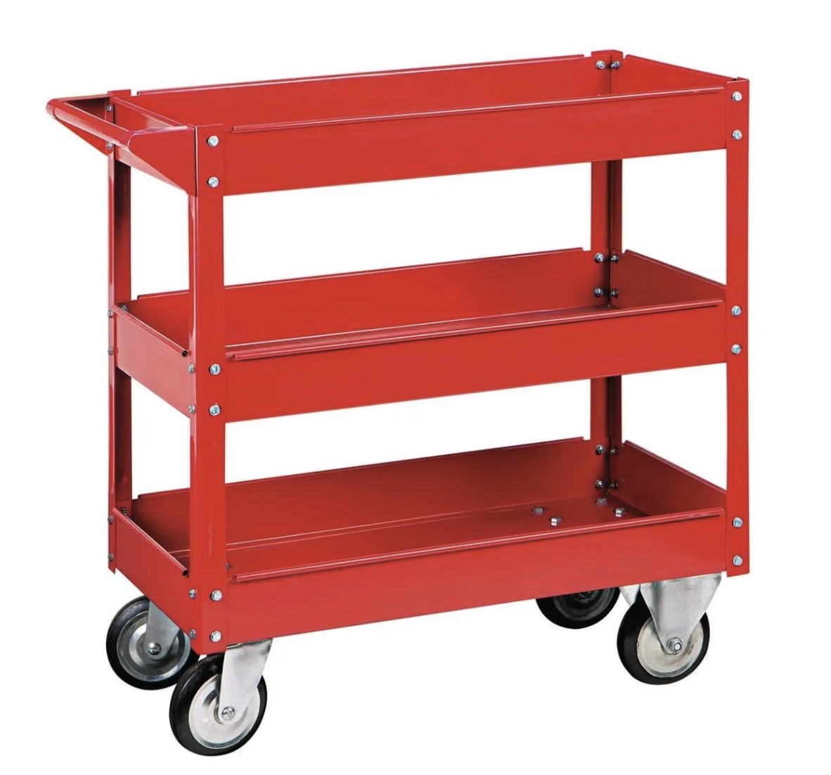 U.S. GENERAL 30 in. x 16 in. 3-Shelf Steel Service Cart Red