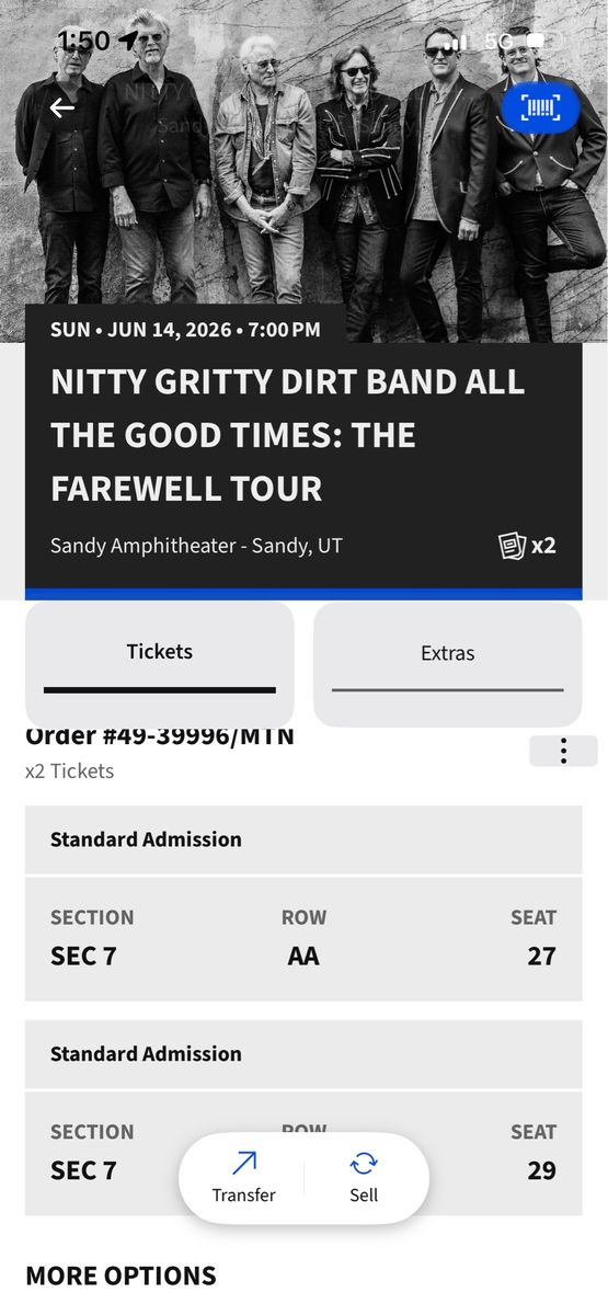 Nitty Gritty Dirt Band section Section 7 Row AA