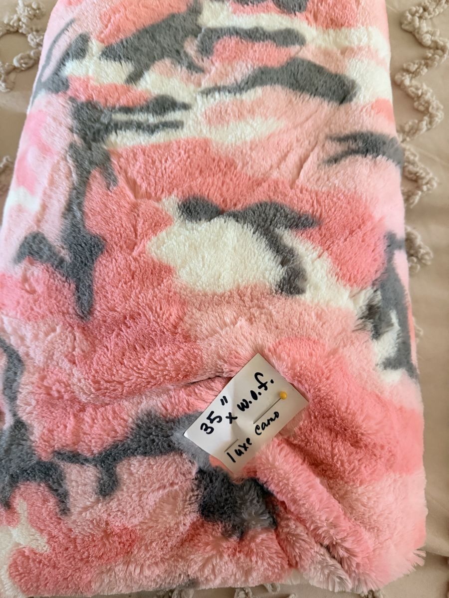 Pink Camo Luxe Fleece Fabric 35" x W.O.F.