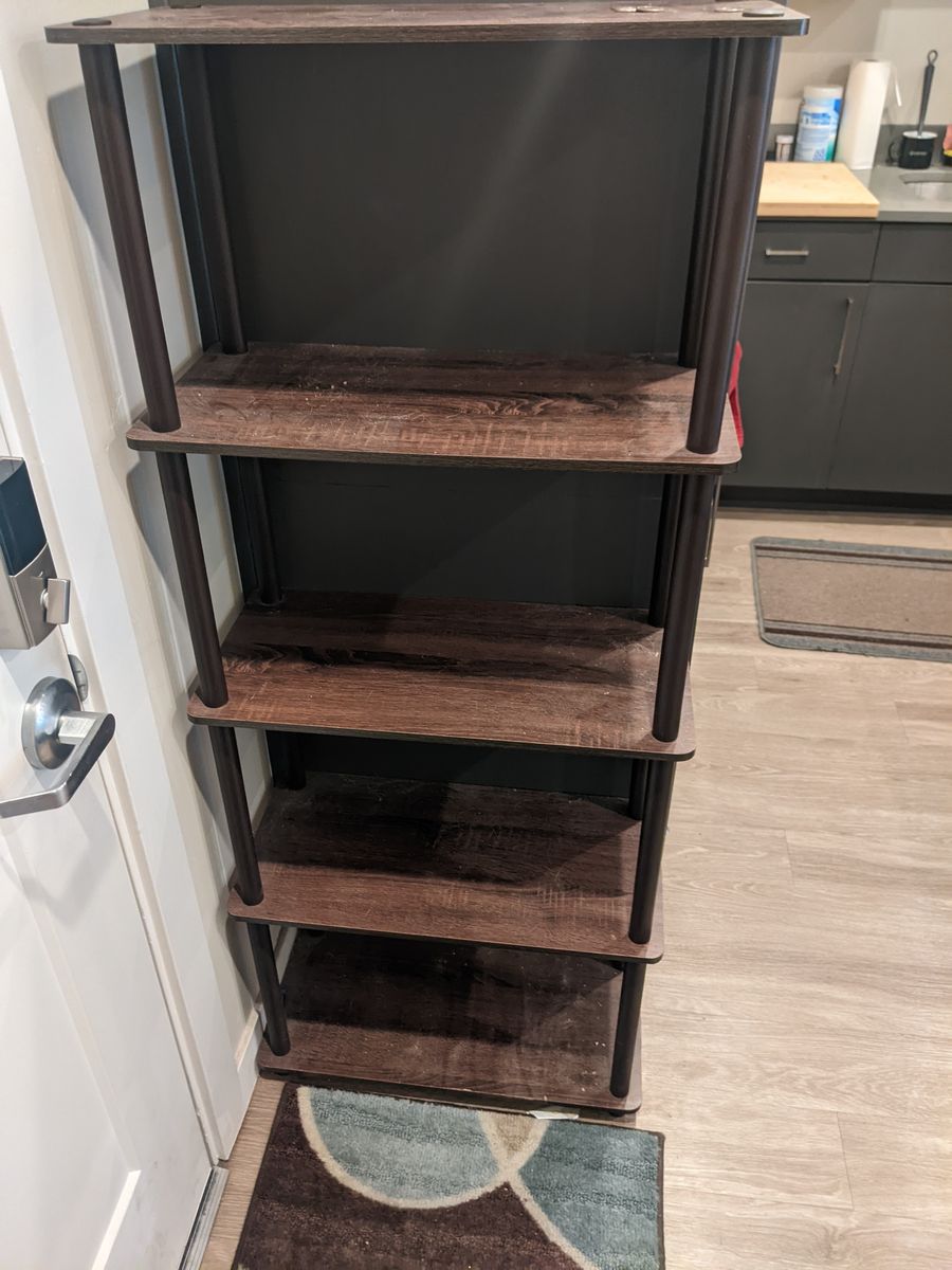 Tall Foyer Shelf Five Levels, Grey