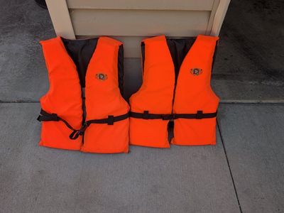 Pair of Orange Life Vests / Personal Flotation Devices. small