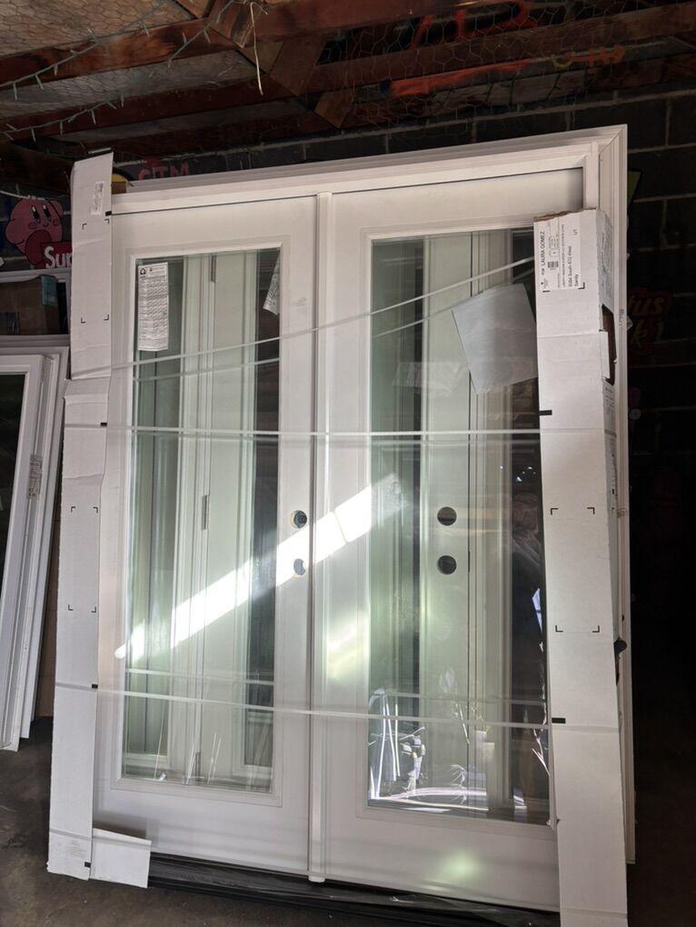 Brand New Exterior White Pre Hung French Door