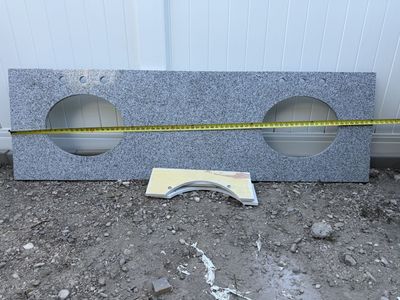 Double Vanity Granite Countertop Grey Speckled 72 Inch with Sink Cutouts