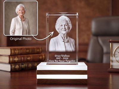 Personalized Memorial Photo Crystal with LED Light Base