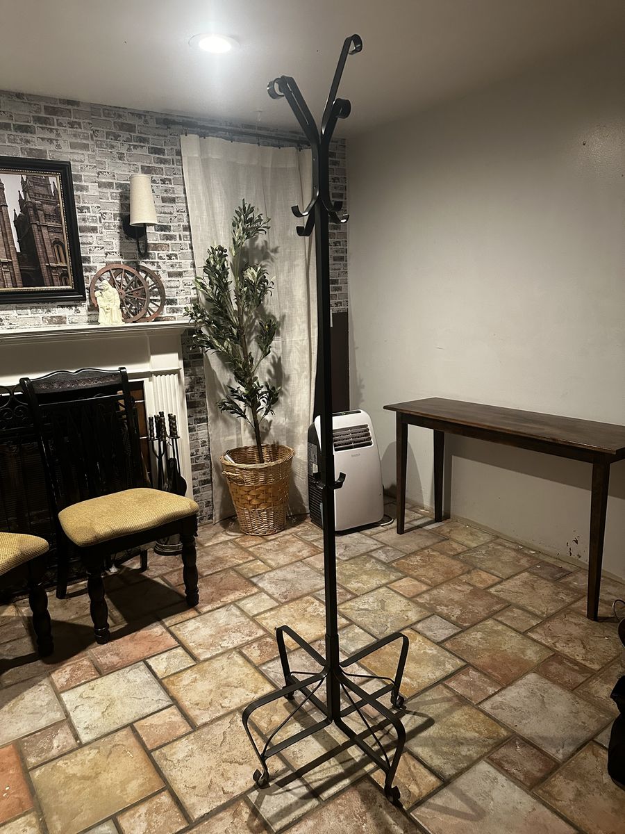 Black Metal Coat Rack / Hall Tree with Storage $25 obo