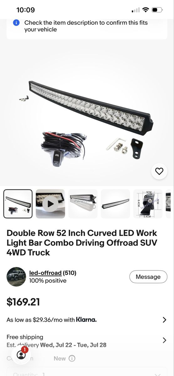 52" Curved LED Offroad Work Light Bar, Double Row, Combo Driving Beam