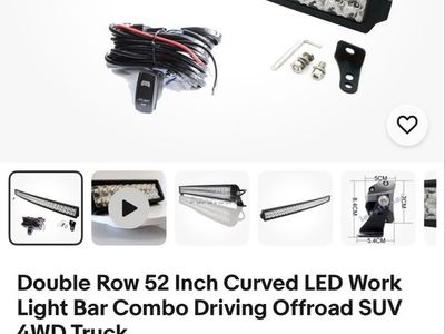 52" Curved LED Offroad Work Light Bar, Double Row, Combo Driving Beam