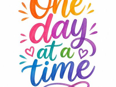 Colorful 'One Day At A Time' Typography Wall Art Print Graphic