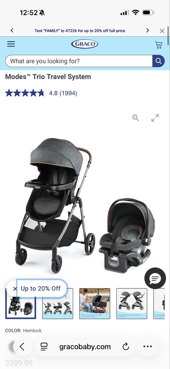 Graco Modes Trio Travel System – Hemlock | $180 OBO