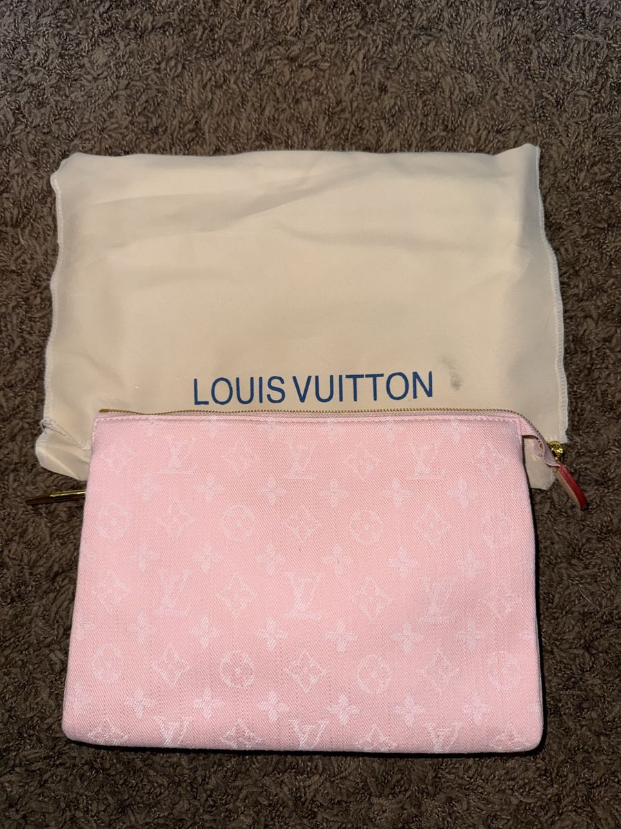 Louis Vuitton Pink Monogram Denim Pouch with Dust Bag