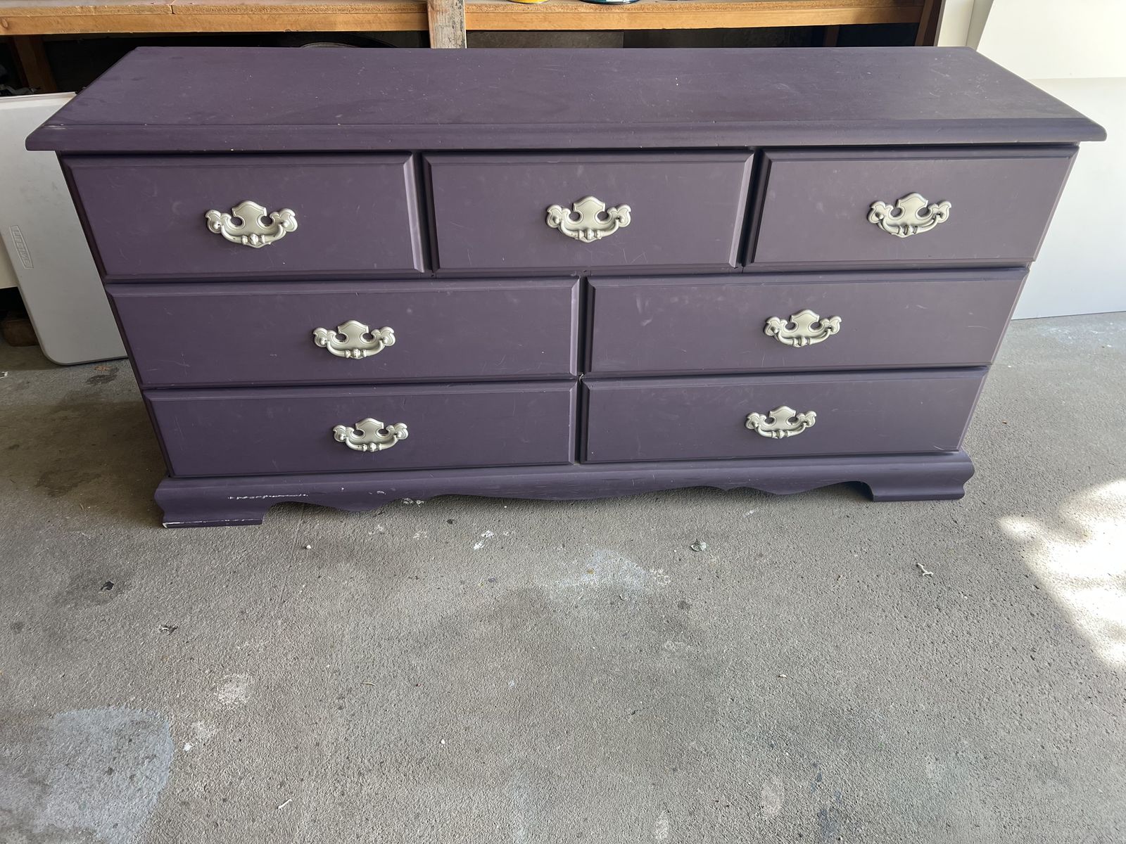 Purple Solid Wood Dresser Custom Painted