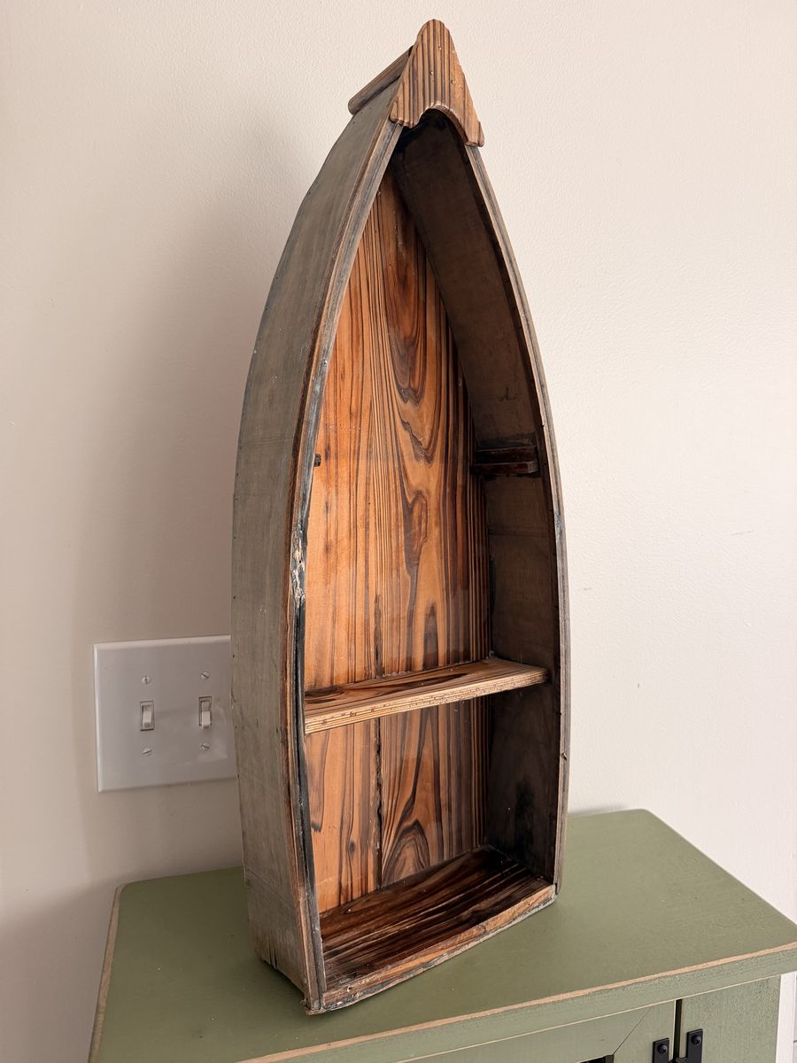 Rustic Wooden Canoe Shelf Nautical Wall Decor