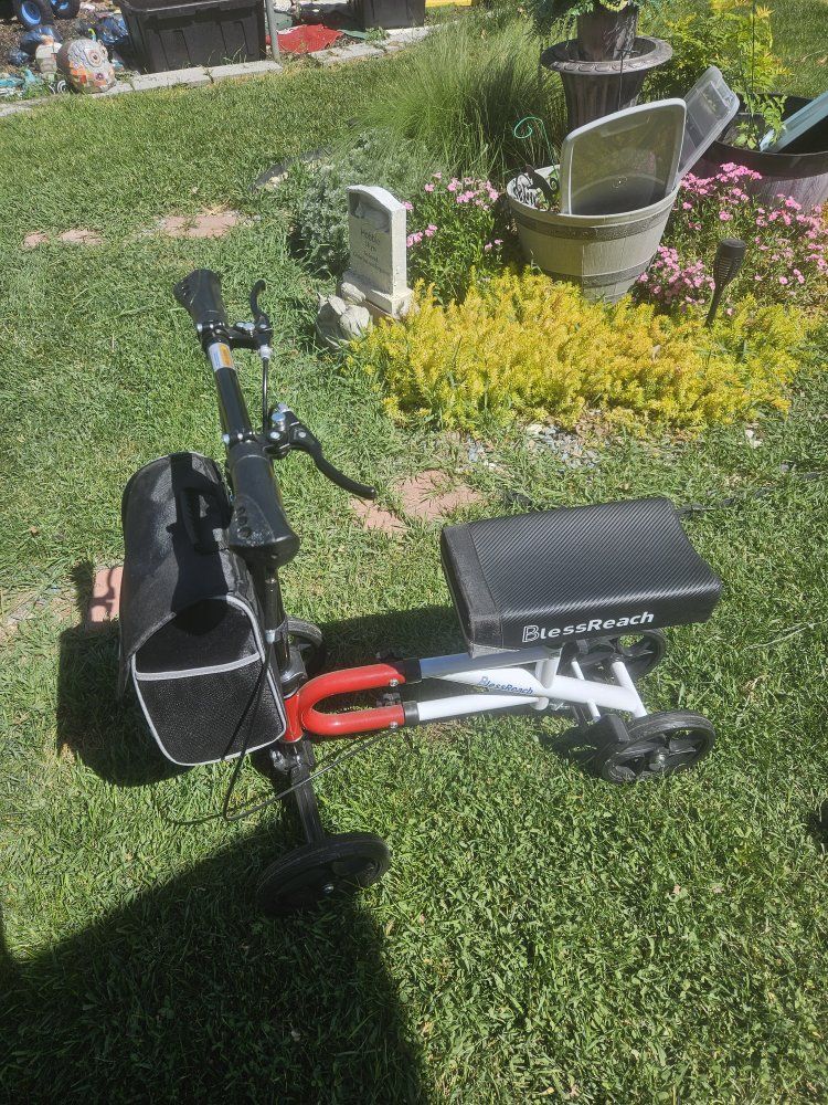 BlessReach Knee Scooter - All-Terrain Walker with Bag, Adjustable Handlebars & Knee Pad