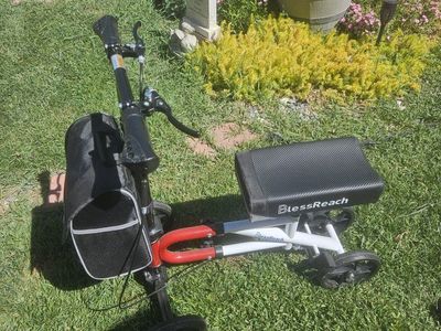 BlessReach Knee Scooter - All-Terrain Walker with Bag, Adjustable Handlebars & Knee Pad