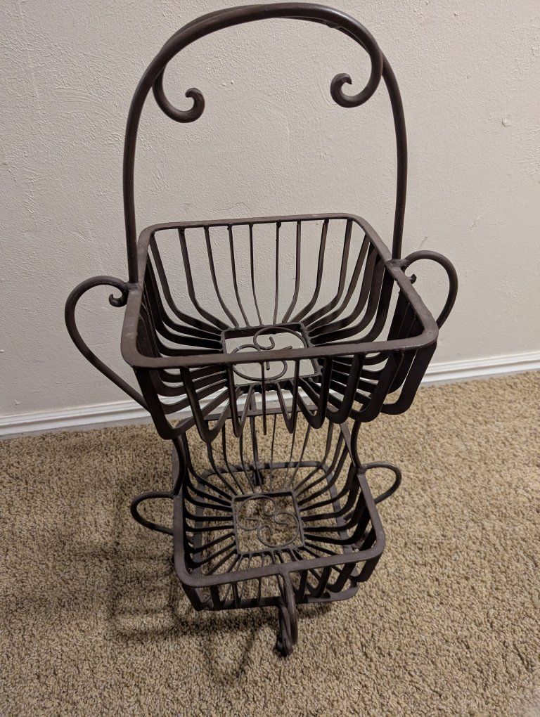 rustic metal two-tier stand