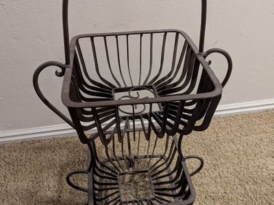 rustic metal two-tier stand