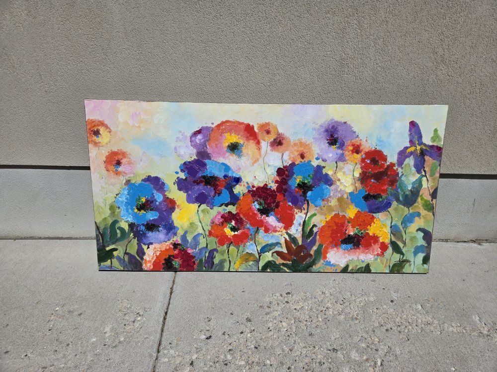 LARGE 63"x32" Floral Canvas Wall Art