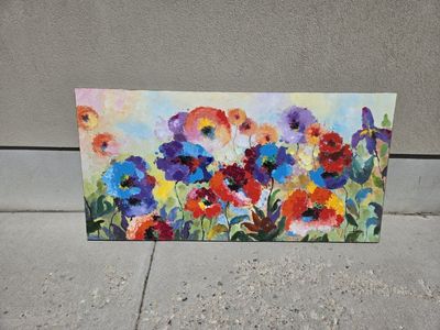 LARGE 63"x32" Floral Canvas Wall Art