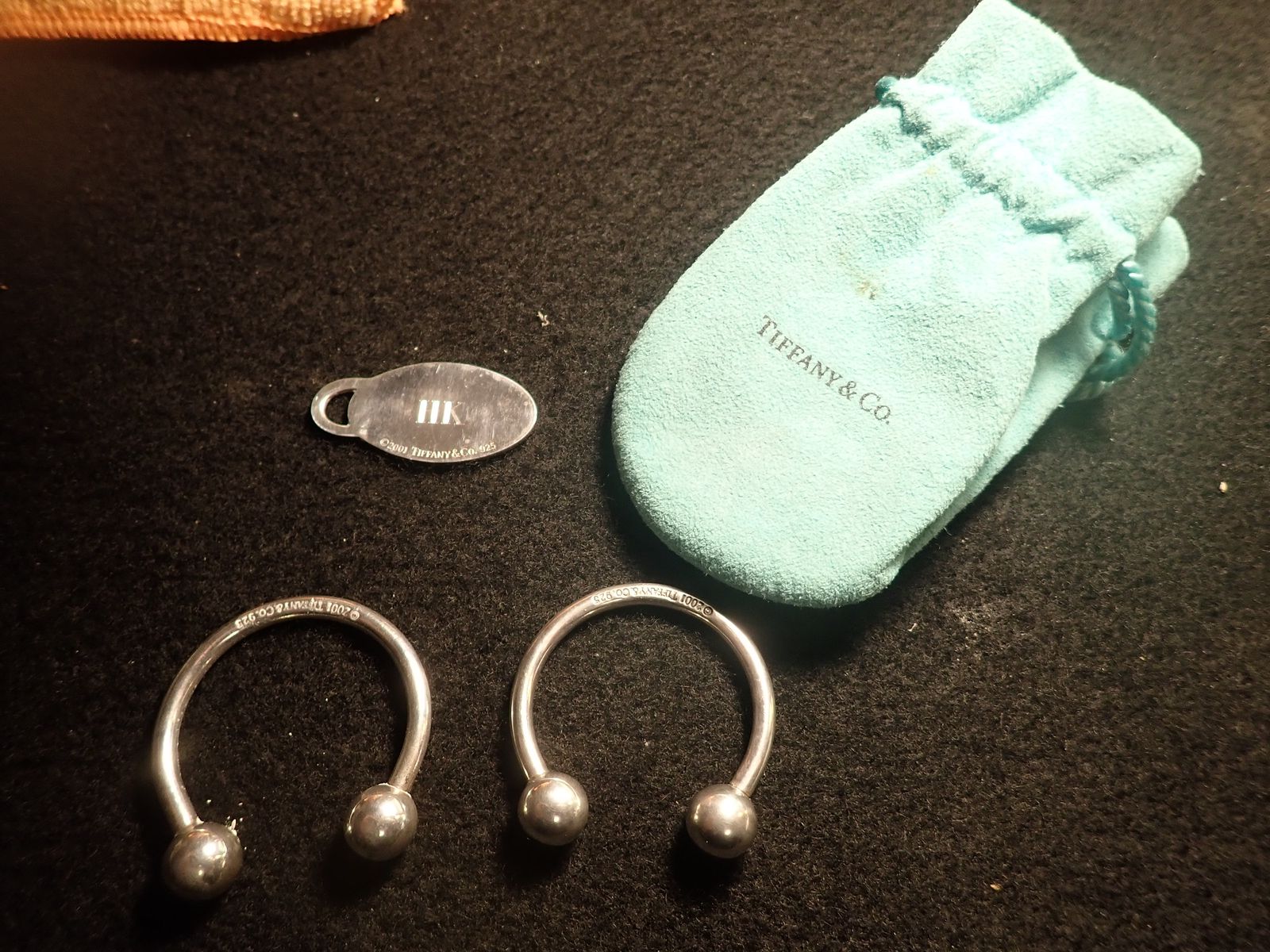 Tiffany and Co. Authentic Vintage Key Chain 0.925 Silver (Sterling)  (Two Key Chains) + Original bag