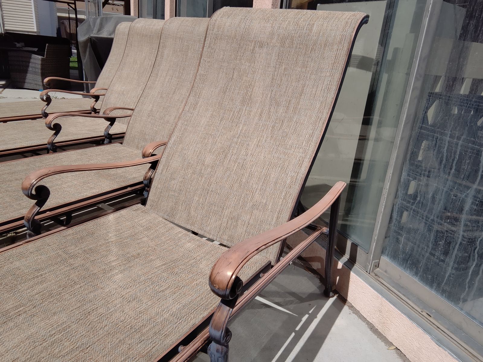 PATIO CHAIRS - CHAISE LOUNGES BRUSHED ALUMINUM
