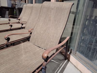 PATIO CHAIRS - CHAISE LOUNGES BRUSHED ALUMINUM