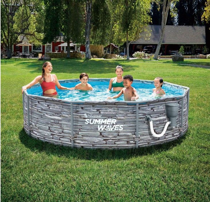 14' x 36" Metal Frame Outdoor Backyard Above Ground Swimming Pool Set with Filter Pump, Ladder, and Repair Patch  *New in Box*