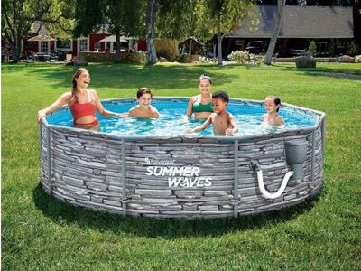 14' x 36" Metal Frame Outdoor Backyard Above Ground Swimming Pool Set with Filter Pump, Ladder, and Repair Patch *New in Box*