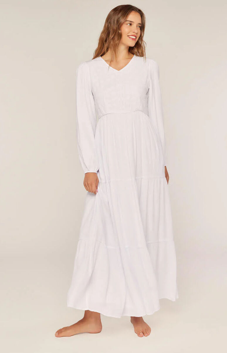 The Cove Embroidery Temple Dress in White