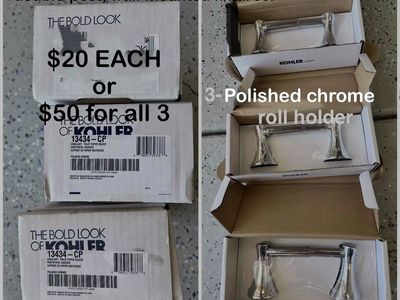 Kohler K-13434-CP Coralais Polished Chrome Double Post Wall-Mounted Toilet Paper Holders (3)
