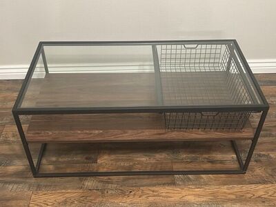 Walker Edison Glass Top Coffee Table