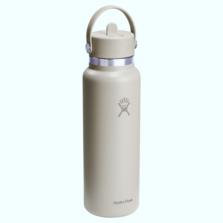 Hydro Flask 40 Oz Insulated Stainless Steel Wide Straw Lid, Oat Tan - Brand New