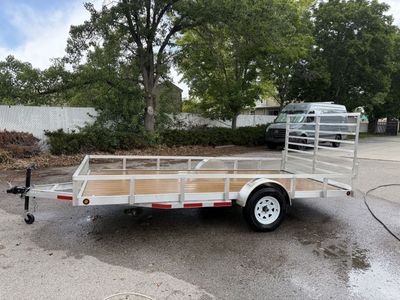 Aluminum Flatbed Trailer 7x14 with Trex Floor & Spare Tire - Excellent Condition