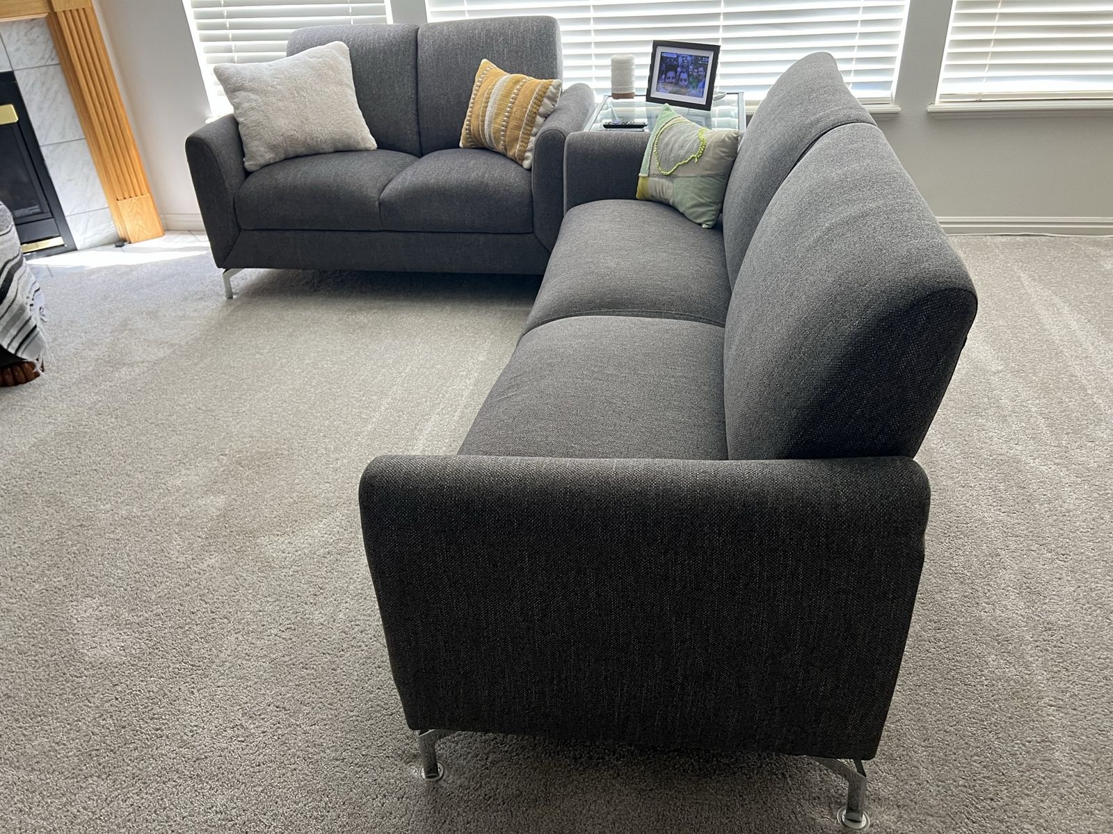 Bo Lin Furniture Co. Modern Dark Gray Sofa and Loveseat Set