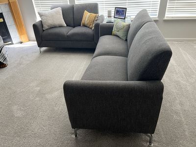 Bo Lin Furniture Co. Modern Dark Gray Sofa and Loveseat Set
