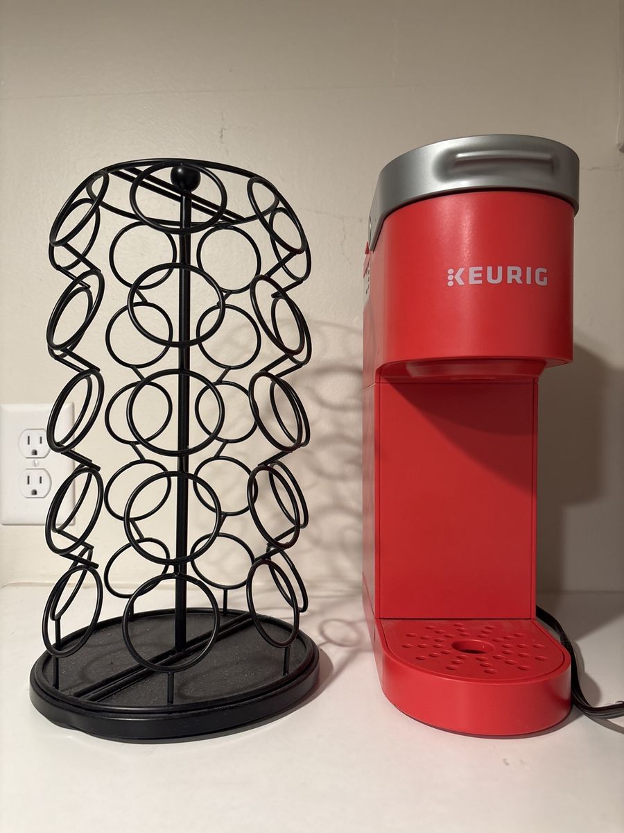 Keurig K-Mini Single Serve K-Cup Coffee Maker & Rotating Pod Holder - Red, Compact Design