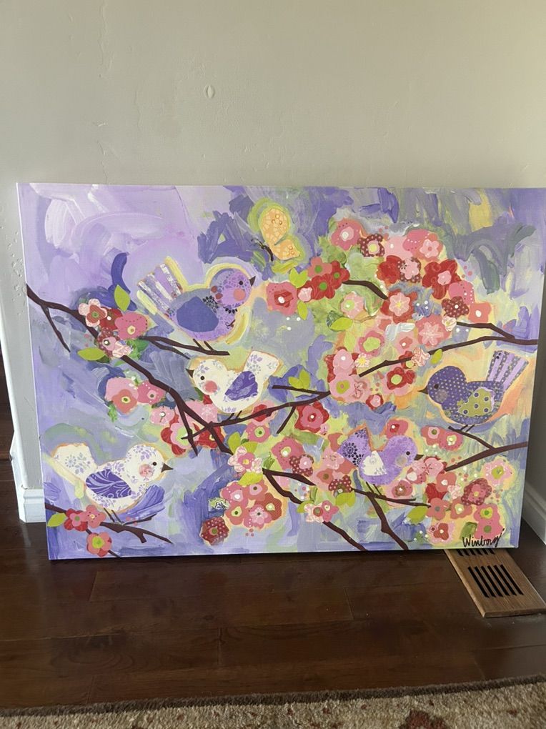 Oopsie Daisy Cherry Blossom Birdies Wall Art