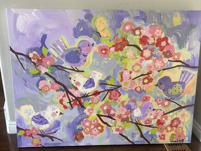 Oopsie Daisy Cherry Blossom Birdies Wall Art
