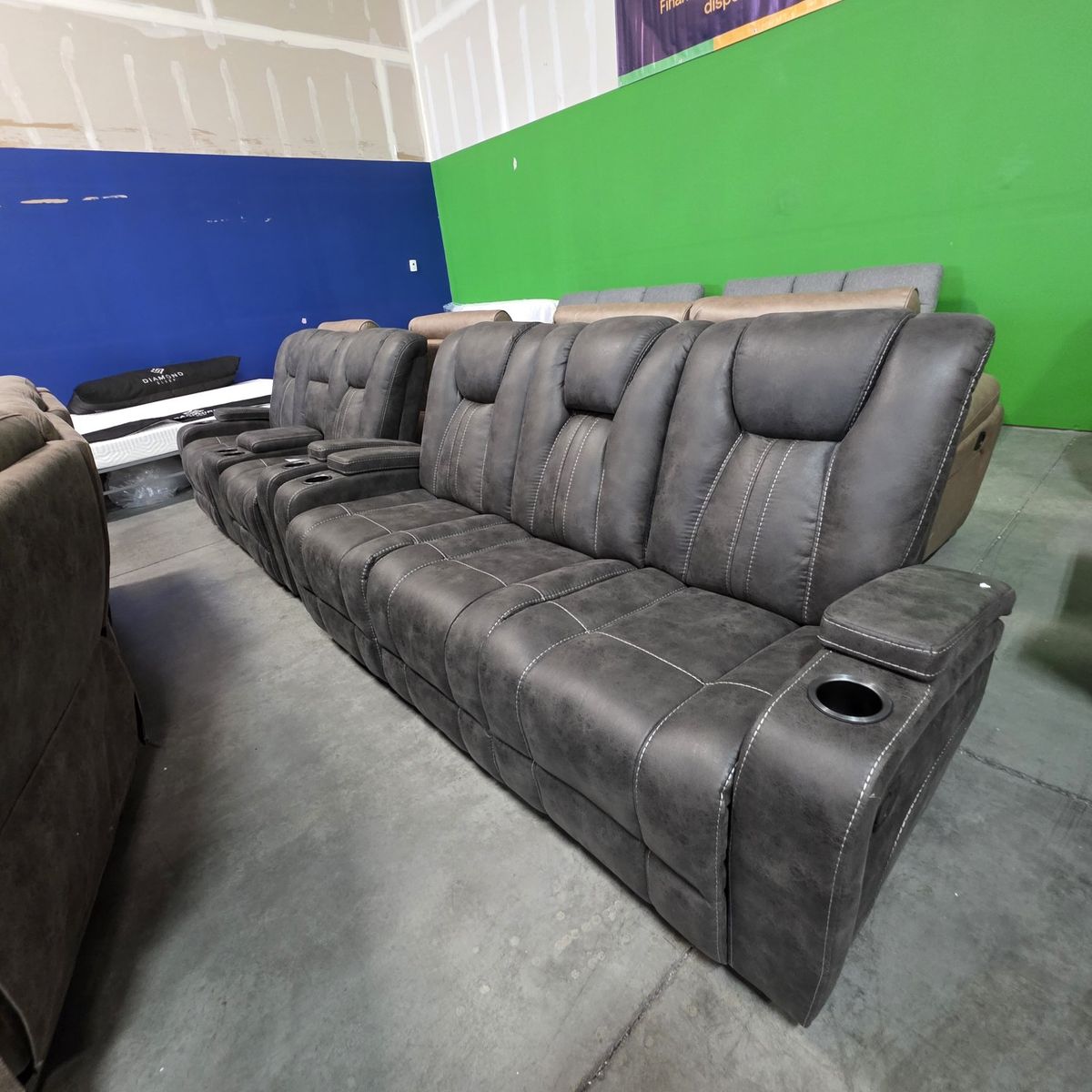 Dark Gray Reclining Sofa & Loveseat Set